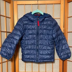 Primary Lightweight Kids Puffer Zip Up Jacket Navy Blue Cobalt Size 3 w/Pockets